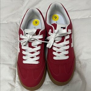 Tommy Hilfiger Red and White Sneakers